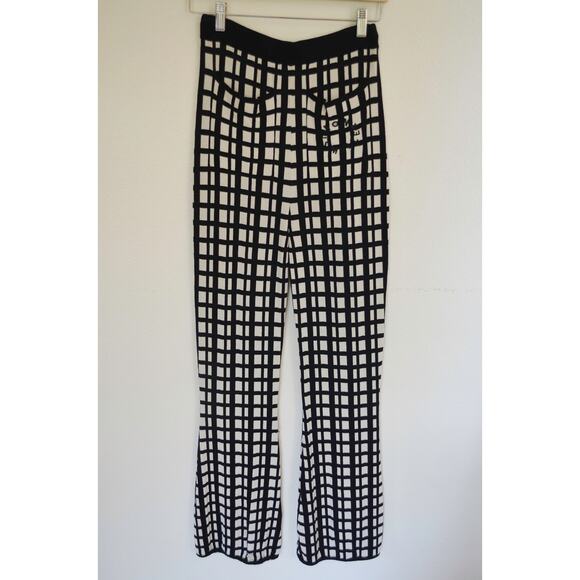 Simon Miller Whitsett Knit Flared Pants Black White Pattern Size Small - Picture 6 of 7